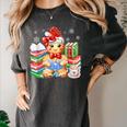 Christmas Gingerbread Man Reading Book Snowflake Teacher Women's Comfort Colors T-Shirt Pepper
