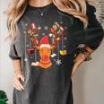 Christmas Librarian Reindeer Xmas Book Teachers Love Reading Women's Comfort Colors T-Shirt Pepper