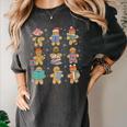 Christmas Library Gingerbread Man Books Lover Bookworm Women's Comfort Colors T-Shirt Pepper