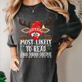 Christmas Matching Most Likely To Read A Book PJS Women's Comfort Colors T-Shirt Pepper
