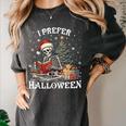 Christmas Outfit I Prefer Halloween Book Reading Skeleton Women's Comfort Colors T-Shirt Pepper