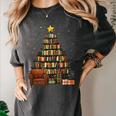 Christmas Tree Bookshelf Book Lover Library Women's Comfort Colors T-Shirt Pepper