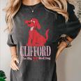 Clifford The Big Red Dog Pink Text With Bow Illustrated Book Women's Comfort Colors T-Shirt Pepper Clifford The Big Red Dog Pink Text With Bow Illustrated Book Women's Comfort Colors T-Shirt Pepper