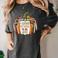 I Closed My Book To Be Here Fall Pumpkin Women's Comfort Colors T-Shirt Pepper I Closed My Book To Be Here Fall Pumpkin Women's Comfort Colors T-Shirt Pepper
