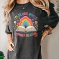 Color Our World Summer Reading 2025 Rainbow Art Book Women's Comfort Colors T-Shirt Pepper