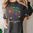Color Our World Summer Reading Program 2025 Trippy Book Tree Women's Comfort Colors T-Shirt Pepper