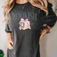 Coquette Bow Book Lover Bookish Coquette Aesthetic Reading Women's Comfort Colors T-Shirt Pepper