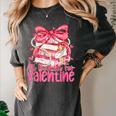 Coquette Bow All Booked For Valentines Teacher Book Women's Comfort Colors T-Shirt Pepper