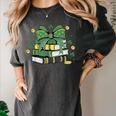 Coquette Bow Books St Patrick's Shamrock Bookworm Librarian Women's Comfort Colors T-Shirt Pepper
