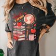 Coquette Teacher School Supplies Bows Books Globe Apple Cute Women's Comfort Colors T-Shirt Pepper