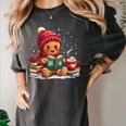 Cozy Gingerbread Christmas Reading Book Xmas Snowflakes Fall Women's Comfort Colors T-Shirt Pepper