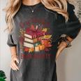 Cozy Readers Book Society Fall Autumn Floral Pumpkin Season Women's Comfort Colors T-Shirt Pepper
