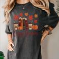 Cozy Season Autumn Leaves Books Pumpkins Fall Halloween Women's Comfort Colors T-Shirt Pepper Cozy Season Autumn Leaves Books Pumpkins Fall Halloween Women's Comfort Colors T-Shirt Pepper