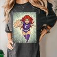 The Crimson Crescent 90s Retro Comic Book Superheroine Art Women's Comfort Colors T-Shirt Pepper The Crimson Crescent 90s Retro Comic Book Superheroine Art Women's Comfort Colors T-Shirt Pepper