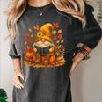 Cute Autumn Gnome Reading Pumpkin Book Lover Women's Comfort Colors T-Shirt Pepper