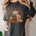 Cute Axolotl Reading Books Cozy Bookworm Women's Comfort Colors T-Shirt Pepper