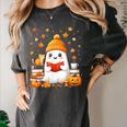 Cute Beanie Ghost Bookworm Cozy Book Reading Halloween Women's Comfort Colors T-Shirt Pepper Cute Beanie Ghost Bookworm Cozy Book Reading Halloween Women's Comfort Colors T-Shirt Pepper
