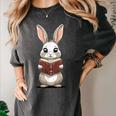 Cute Bookworm Bunny Reading For Kids And Teachers Women's Comfort Colors T-Shirt Pepper Cute Bookworm Bunny Reading For Kids And Teachers Women's Comfort Colors T-Shirt Pepper