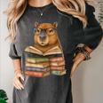 Cute Capybara Reading Books Animal Capybara Bookworms Women's Comfort Colors T-Shirt Pepper