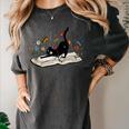 Cute Cat Flower Garden Book Kitty Reading Floral Men Women Girls Kids Women's Comfort Colors T-Shirt Pepper