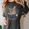 Cute Cat Reading Books With Tea Women's Comfort Colors T-Shirt Pepper Cute Cat Reading Books With Tea Women's Comfort Colors T-Shirt Pepper