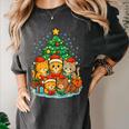 Cute Cats Reading Books Christmas Tree Women's Comfort Colors T-Shirt Pepper