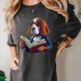 Cute Dog Basset Hound Reading Book Women's Comfort Colors T-Shirt Pepper