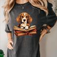 Cute Dog Beagle Reading Book Women's Comfort Colors T-Shirt Pepper