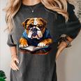 Cute Dog English Bulldog Reading Book Women's Comfort Colors T-Shirt Pepper