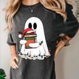 Cute Ghost Holding Books Bookish Christmas Women's Comfort Colors T-Shirt Pepper