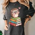 Cute Hedgehog Reading Books Animal Lover Reader Bookworm Women's Comfort Colors T-Shirt Pepper
