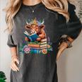Cute Highland Cow Reading Book Baby Cow Bookworm Women's Comfort Colors T-Shirt Pepper Cute Highland Cow Reading Book Baby Cow Bookworm Women's Comfort Colors T-Shirt Pepper