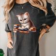 Cute Kitten Bookworm Adorable Cat With Glasses Reading Book Women's Comfort Colors T-Shirt Pepper