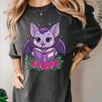 Cute Pastel Goth Bat Reading Book Women's Comfort Colors T-Shirt Pepper Cute Pastel Goth Bat Reading Book Women's Comfort Colors T-Shirt Pepper