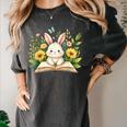 Cute Rabbit And Book Women Girls Reading Book Rabbit Lover Women's Comfort Colors T-Shirt Pepper