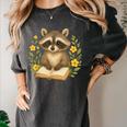 Cute Raccoon Reading Book Flowers Floral Women's Comfort Colors T-Shirt Pepper