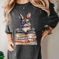 Cute Reading Bunny With Glasses Books Bookworm Reader Book Premium Tri-Blend Women's Comfort Colors T-Shirt Pepper