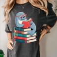 Cute Reading Seal On Books Book Lover Women's Comfort Colors T-Shirt Pepper
