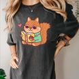 Cute Squirrel Reading A Book Lovers Anime Kawaii Women Kids Women's Comfort Colors T-Shirt Pepper