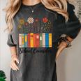 Cute Wildflower Book School Counseling Life School Counselor Women's Comfort Colors T-Shirt Pepper
