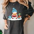 Cute Winter Cozy Snowman Reading Book Lovers Xmas Snowman Women's Comfort Colors T-Shirt Pepper Cute Winter Cozy Snowman Reading Book Lovers Xmas Snowman Women's Comfort Colors T-Shirt Pepper