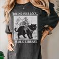 Defend Your Local Library Knight Cat Rider Book Lover Women's Comfort Colors T-Shirt Pepper