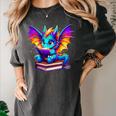 Dragon Reading a Book Bookworm Book Women's Comfort Colors T-Shirt Pepper