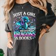 Dragon Reading Just A Girl Who Loves Dragons And Books Women's Comfort Colors T-Shirt Pepper Dragon Reading Just A Girl Who Loves Dragons And Books Women's Comfort Colors T-Shirt Pepper