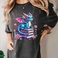 Dragons And Books Dragon Reading Book Lover Girl Bookworm Women's Comfort Colors T-Shirt Pepper