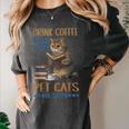 Drink Coffee Read Books Pet Cats Be Happy Bookworm Women's Comfort Colors T-Shirt Pepper