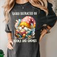 Easily Distracted By Books And Gnomes Book Reading Gnome Women's Comfort Colors T-Shirt Pepper Easily Distracted By Books And Gnomes Book Reading Gnome Women's Comfort Colors T-Shirt Pepper