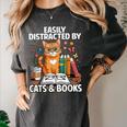 Easily Distracted By Cats And Books Book Lover Cat Women's Comfort Colors T-Shirt Pepper Easily Distracted By Cats And Books Book Lover Cat Women's Comfort Colors T-Shirt Pepper