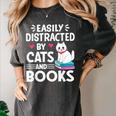 Easily Distracted By Cats And Books Cute Cat And Book Lovers Women's Comfort Colors T-Shirt Pepper Easily Distracted By Cats And Books Cute Cat And Book Lovers Women's Comfort Colors T-Shirt Pepper