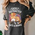 Easily Distracted By Cats And Books Cute Cat Sleeping Girls Women's Comfort Colors T-Shirt Pepper